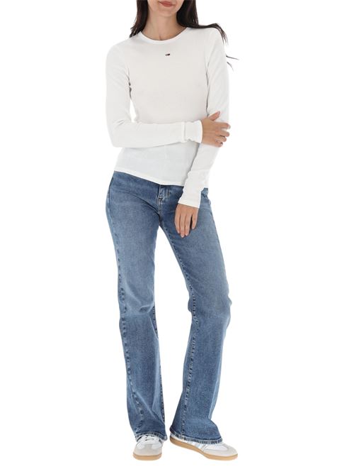 T-shirt bianco sporco in cotone Tommy Jeans | DW0DW17387YBL